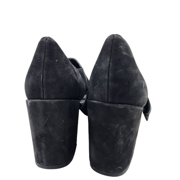 EILEEN FISHER Womens 8 Suede Cut Out Peep Toe Heeled Shoes NWOT Black Pull On - Picture 6 of 10